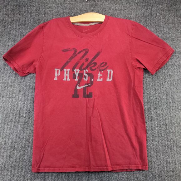 Nike Men's PHYS. ED Standard Fit T-Shirt Red Large Short Sleeve Crew Neck Cotton - Picture 2 of 14